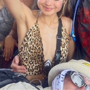 Leopard Print Crop Tie Back Top